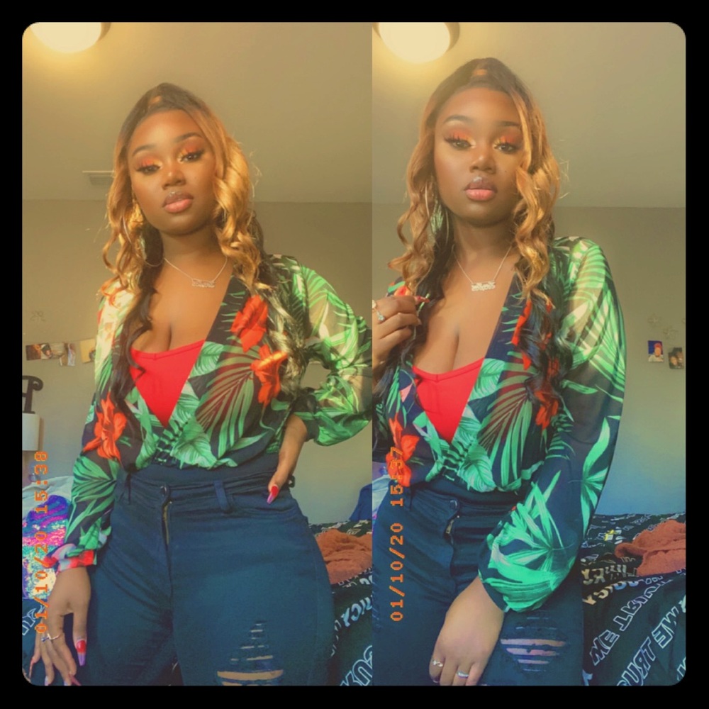 Tropical mesh bodysuit